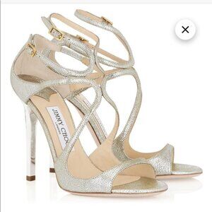 Jimmy Choo Lang Champagne Leather Womens High Heels Size 38.5 US 8 Formal